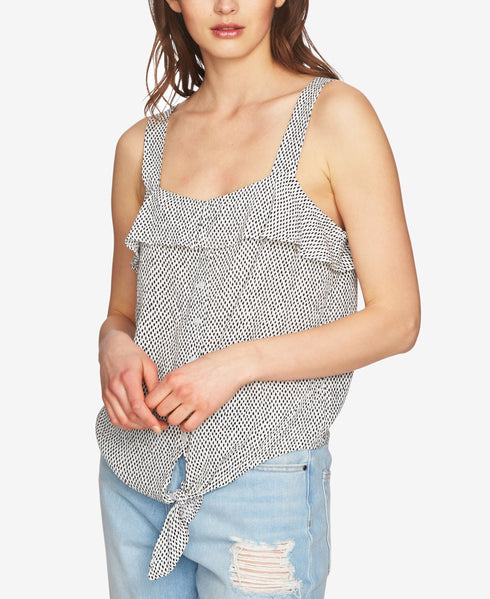 1.State Ruffled Sleeveless Tie Hem Top